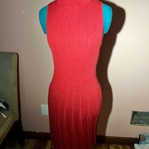 Red winter knitted halter dress